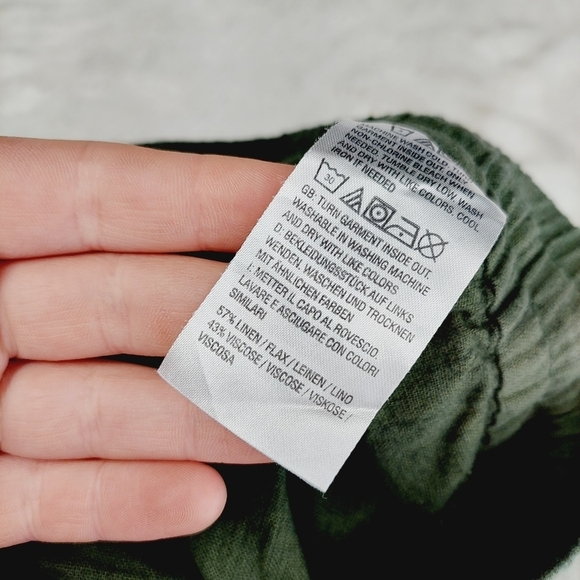 Naturals D&Co. Green High Rise Wide Leg Cropped Loose Fit Trousers 3451 - Picture 6 of 9